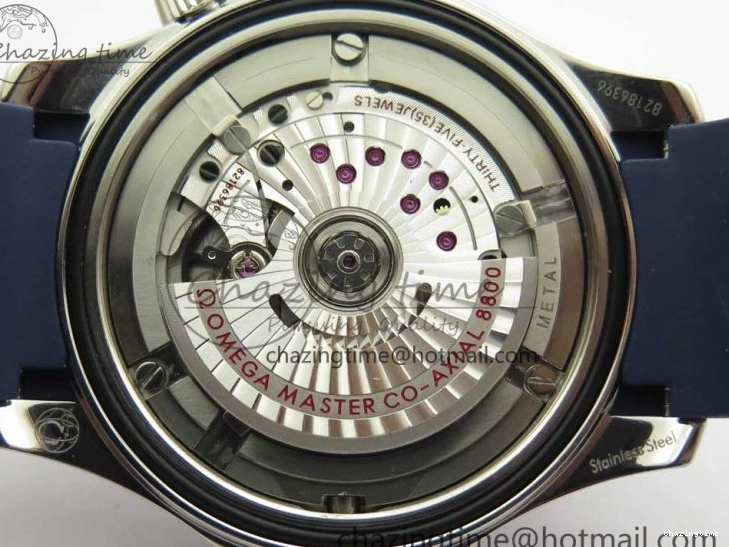 0123 StreetReady 2018 Seamaster Diver 300M VSF 1:1 Best Edition Blue Ceramic Gray Dial on Blue Rubber Strap A8800 V2 (Black Balance Wheel) 7963